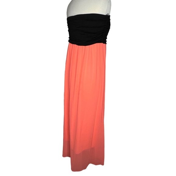 NYMPHE Maxi A-Line Women's Dress Black Top Orange Skirt Layered - Picture 5 of 12